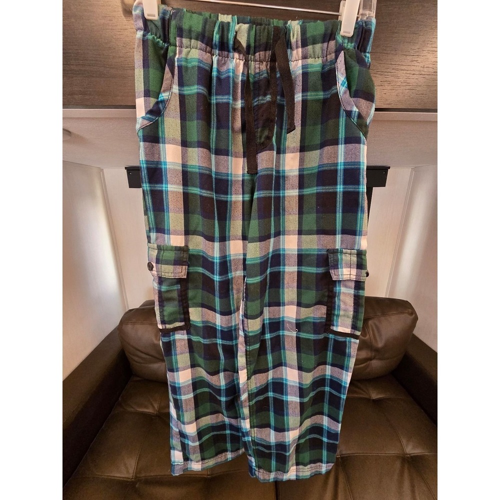 Boys, Cherokee Blue, Green and Black Plaid Sleepwear Pajama Bottoms